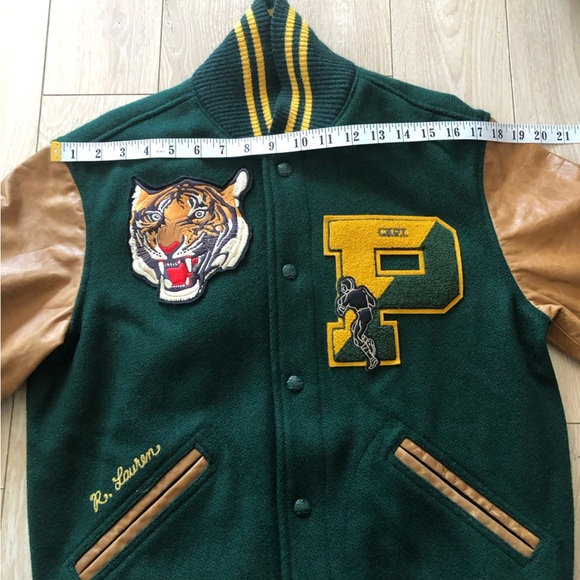 NWT Polo Ralph Lauren Leather Wool Letterman Tiger Logo Varsity Jacket Size S - Picture 3 of 16